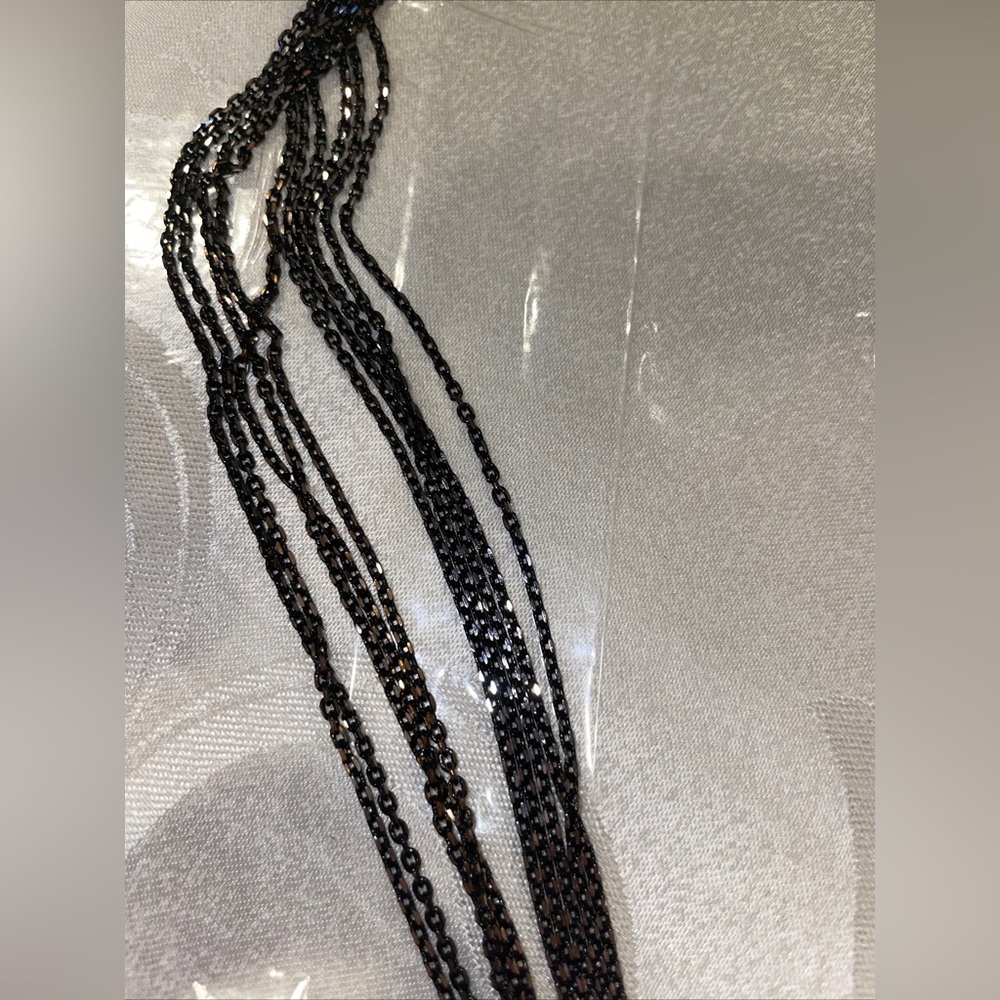 Black Thin Multi Chain Necklace - image 4